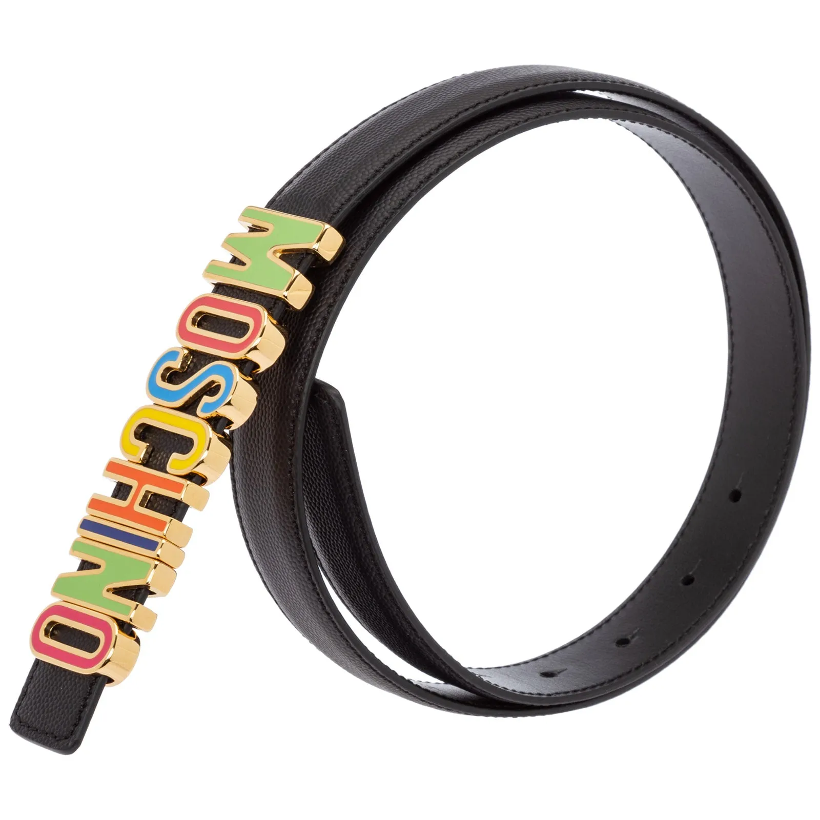 Moschino Rainbow Logo Plaque Belt