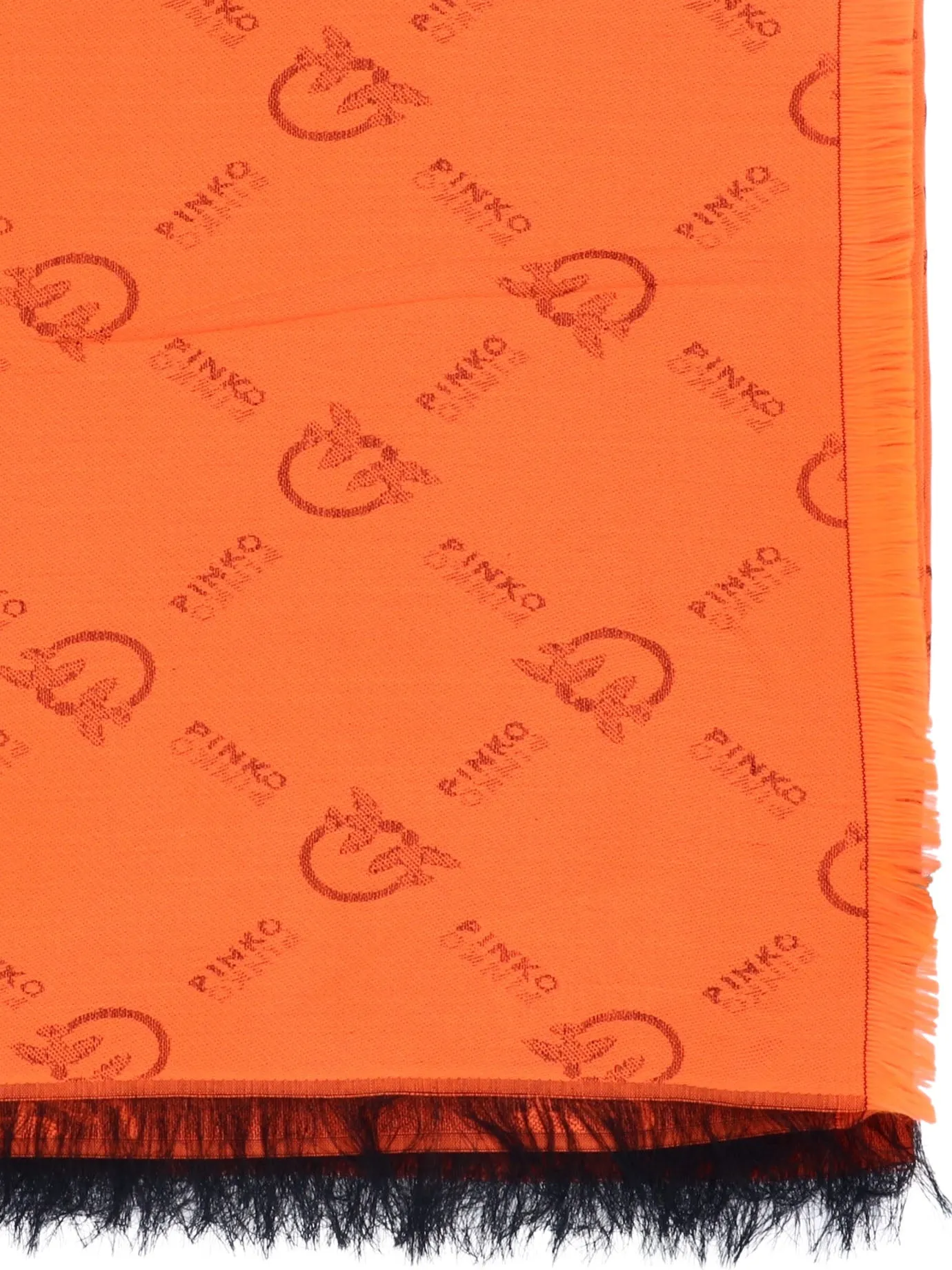Pinko Allover Logo Fringed Scarf