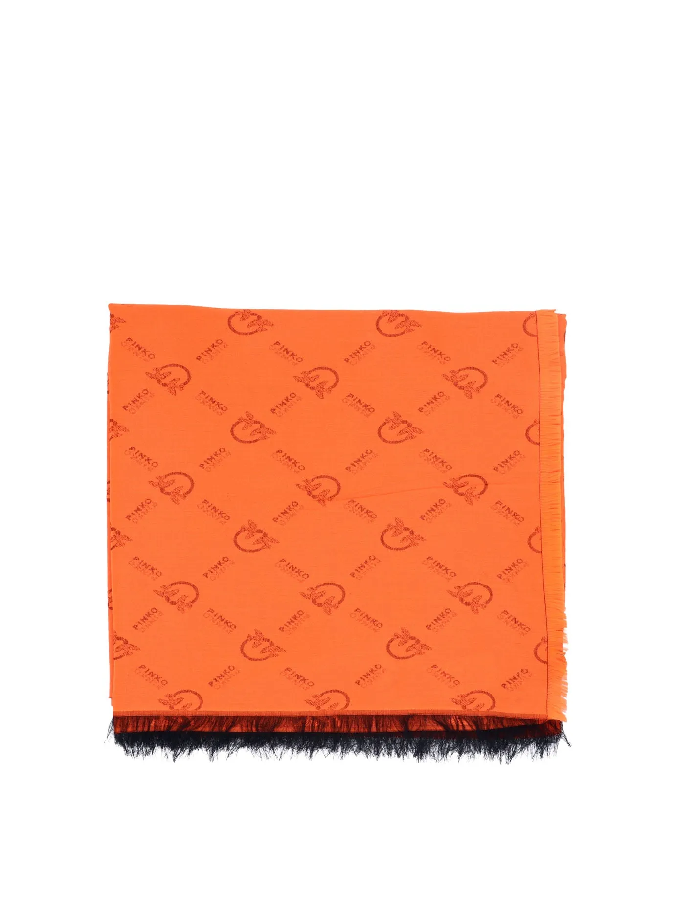 Pinko Allover Logo Fringed Scarf
