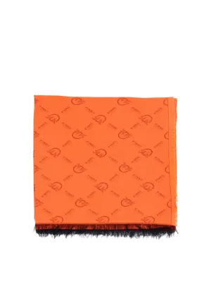 Pinko Allover Logo Fringed Scarf