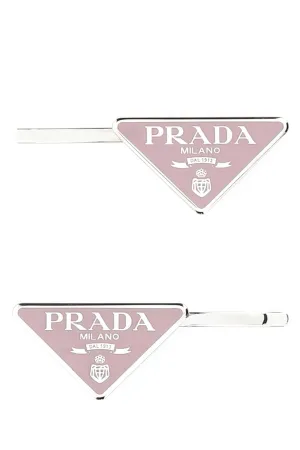 Prada Triangle Logo Hair Clip Set