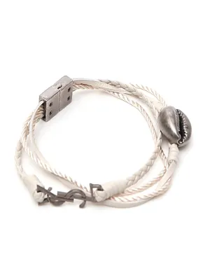 Saint Laurent Braided Seashell Monogram Bracelet