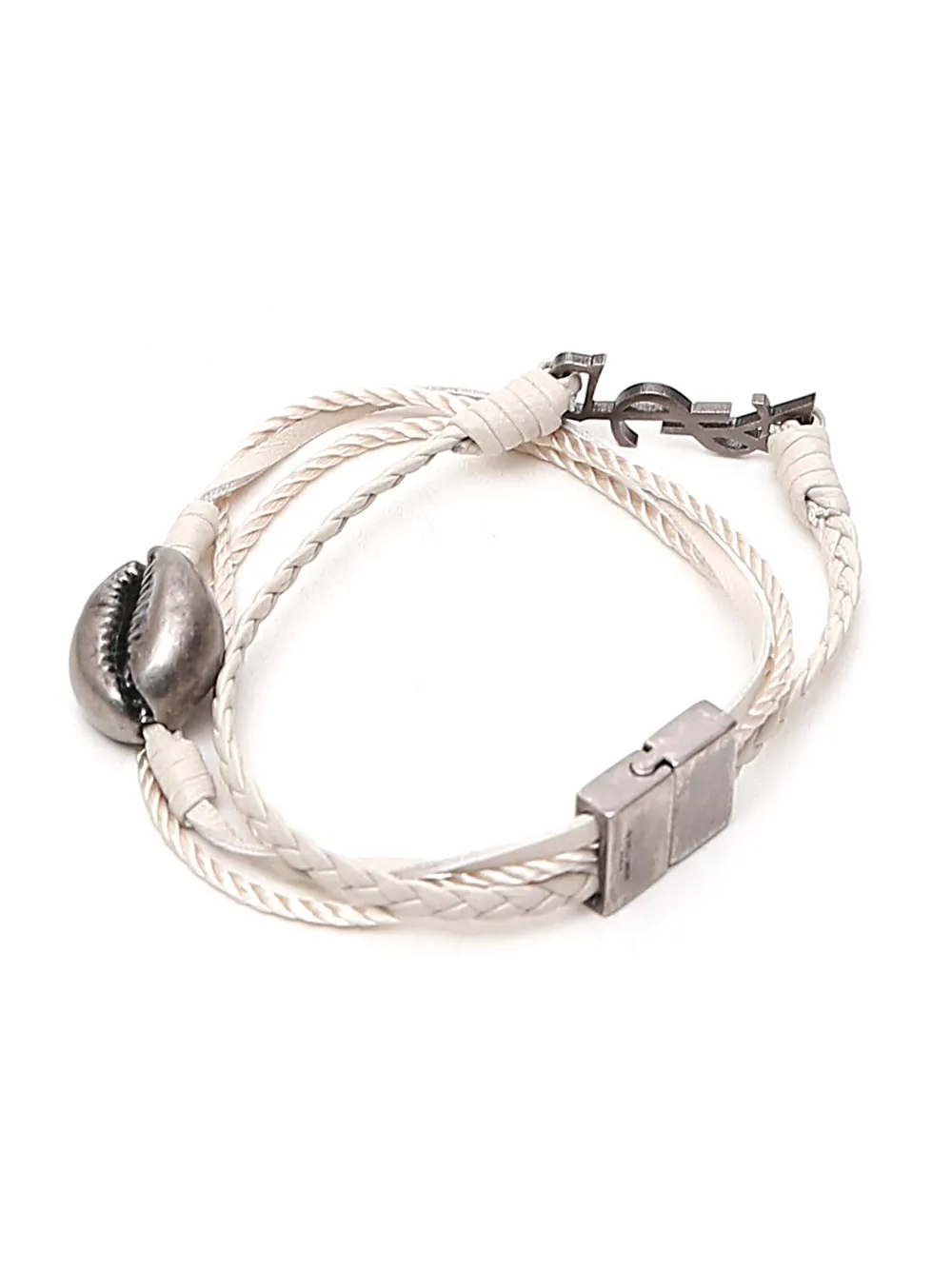 Saint Laurent Braided Seashell Monogram Bracelet