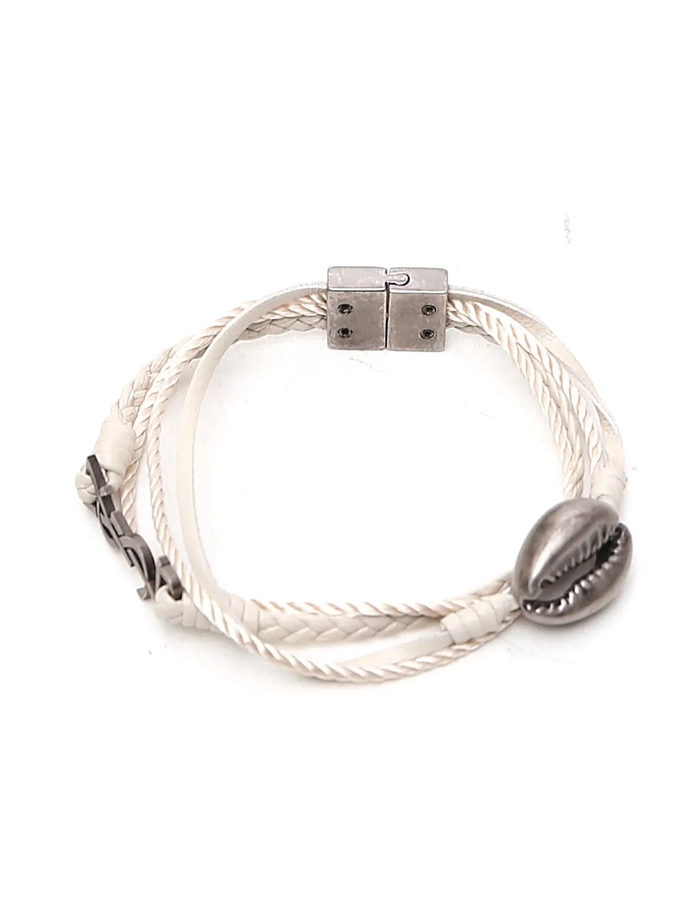 Saint Laurent Braided Seashell Monogram Bracelet
