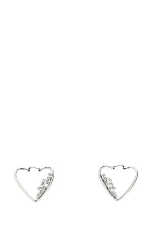 Saint Laurent Embellished Heart Hoop Earrings