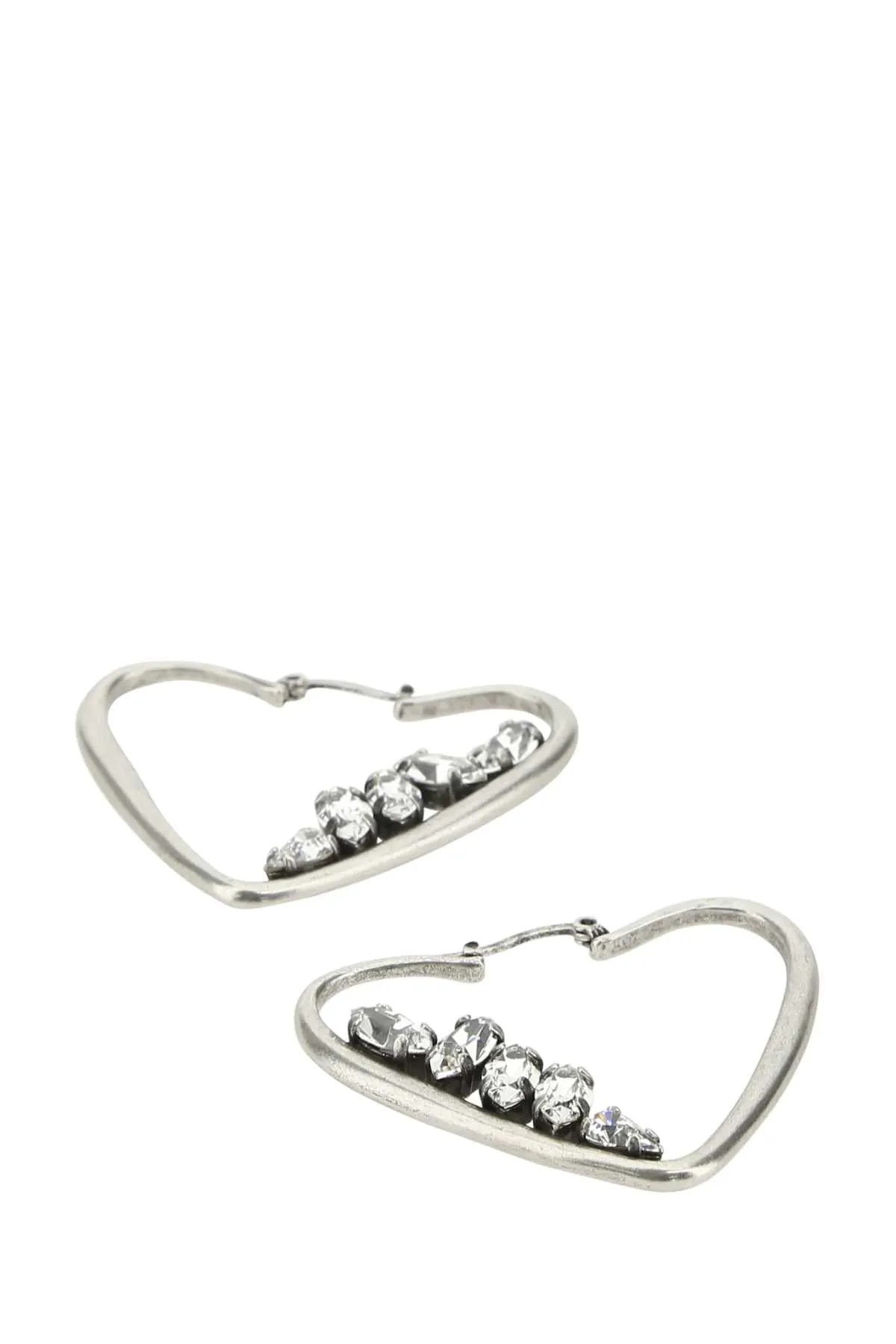 Saint Laurent Embellished Heart Hoop Earrings