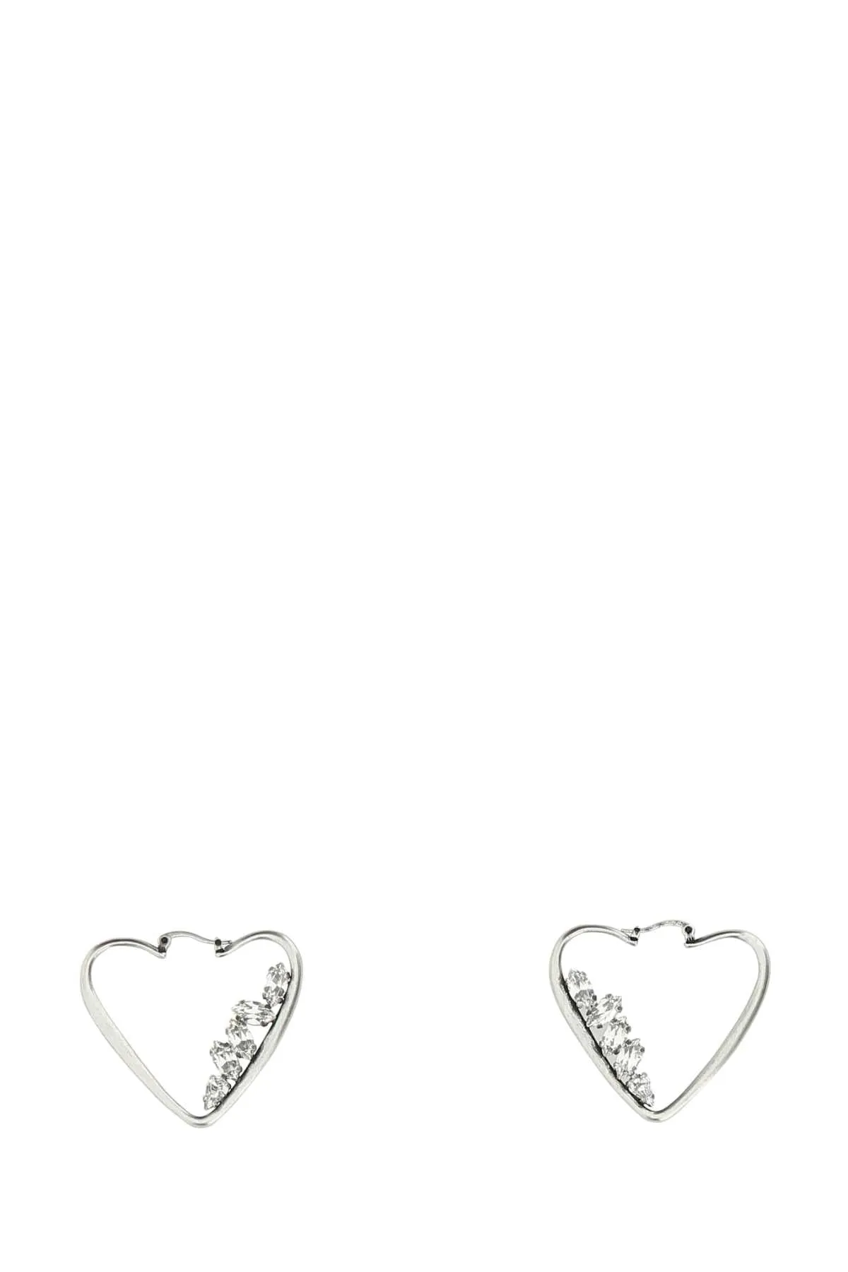 Saint Laurent Embellished Heart Hoop Earrings
