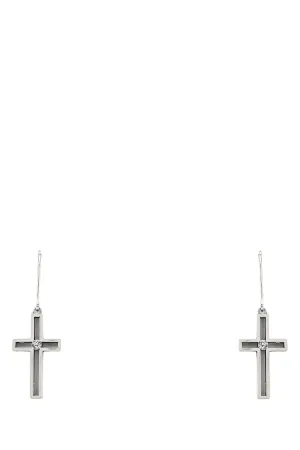 Saint Laurent Logo Detailed Cut-Out Earrings