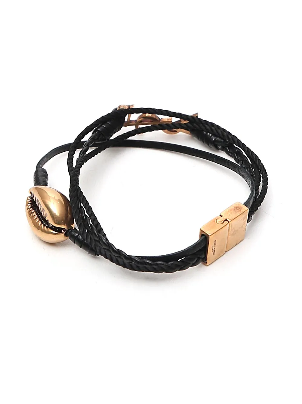 Saint Laurent Shell And Monogram Braided Bracelet