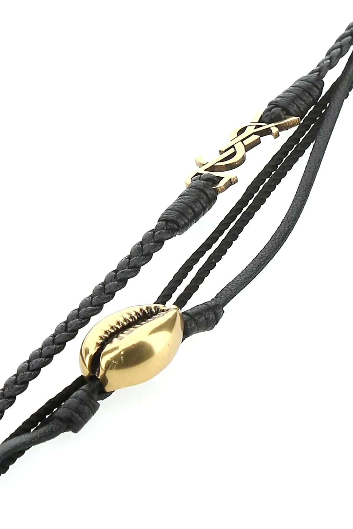 Saint Laurent Shell And Monogram Braided Bracelet