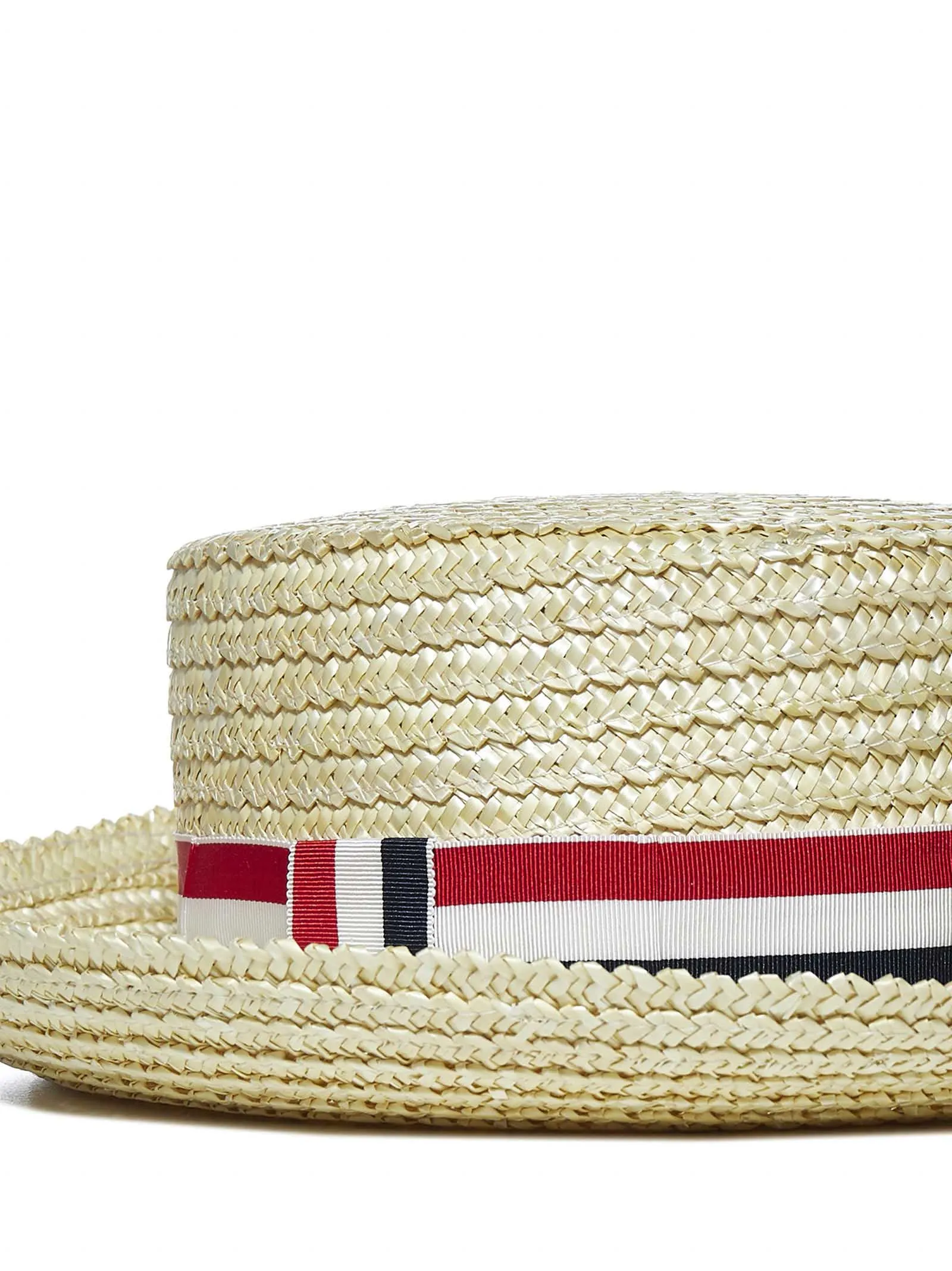 Thom Browne Embellished Braided Boater Hat