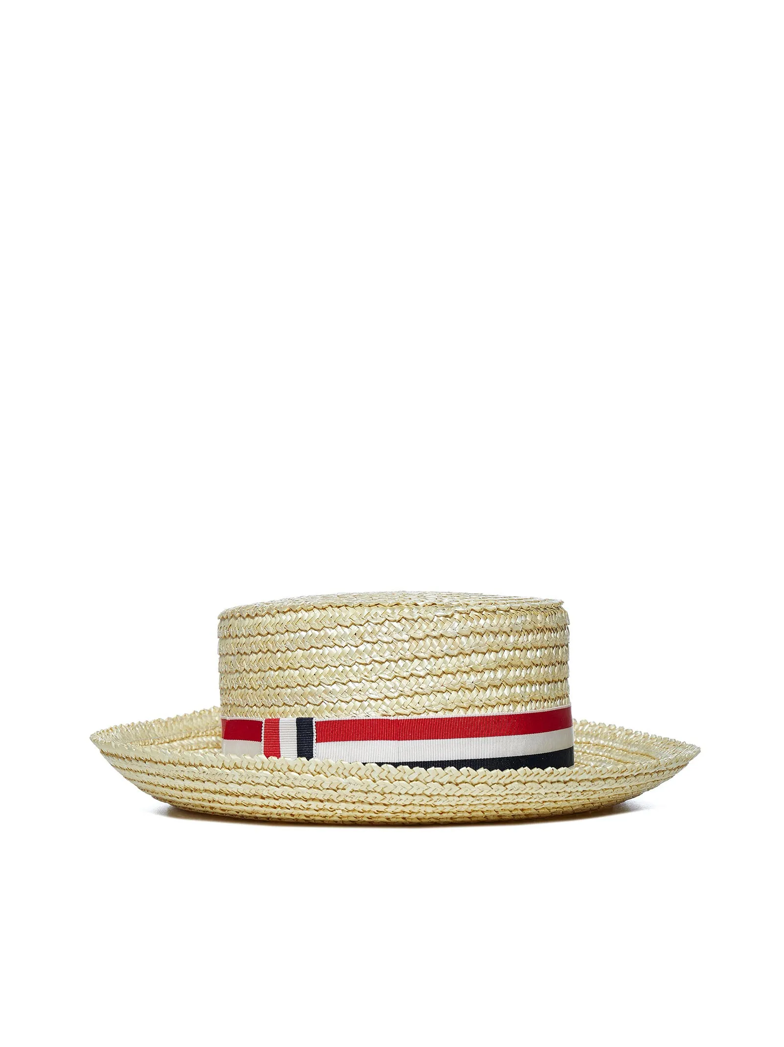 Thom Browne Embellished Braided Boater Hat