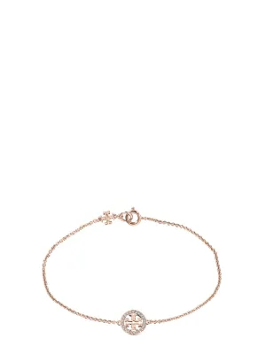 Tory Burch Embellished Logo Plaque Chain Bracelet