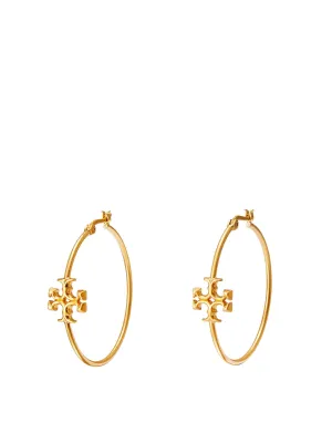 Tory Burch Kira Logo Plaque Hoop Earrings