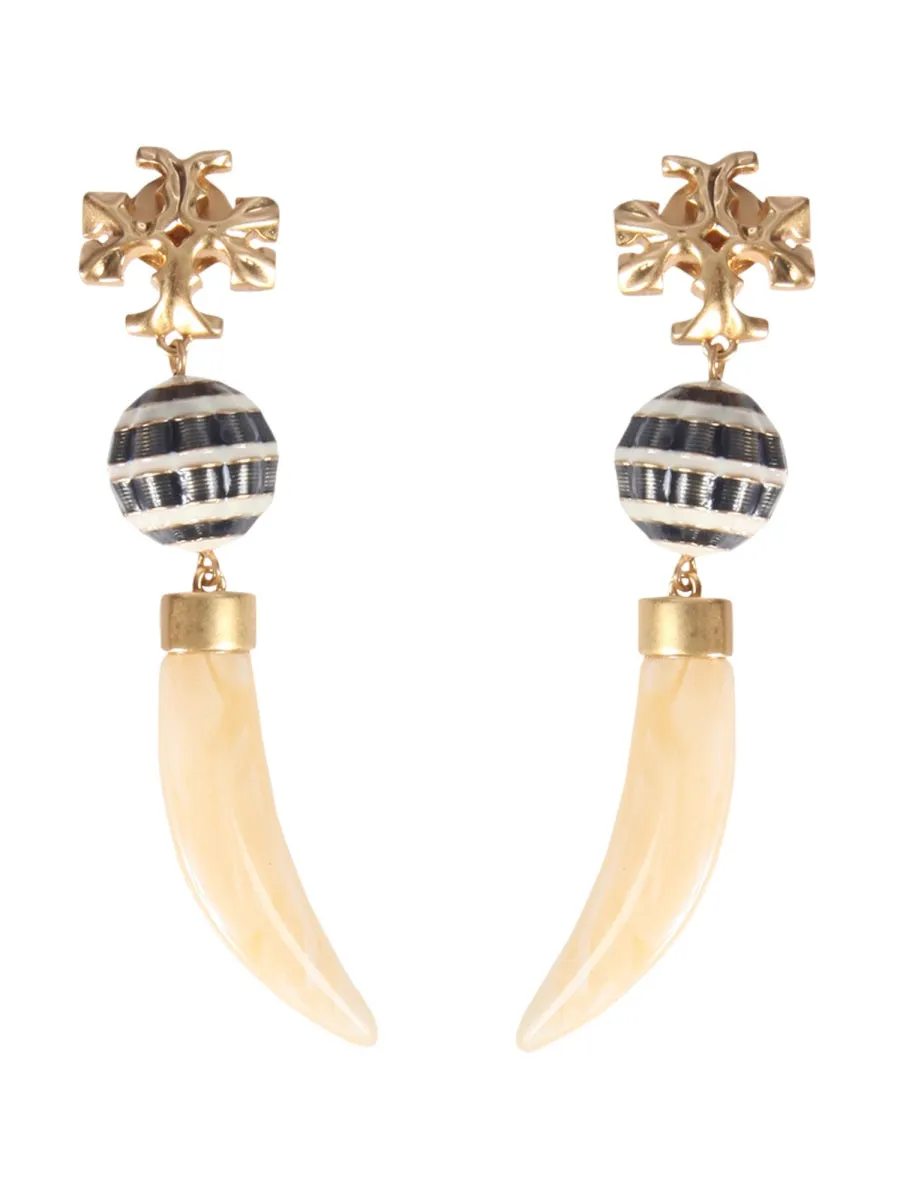 Tory Burch Logo Plaque Drop Earrings