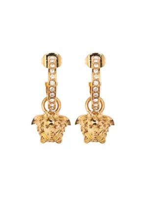 Versace Medusa Pendant Embellished Hoop Earrings